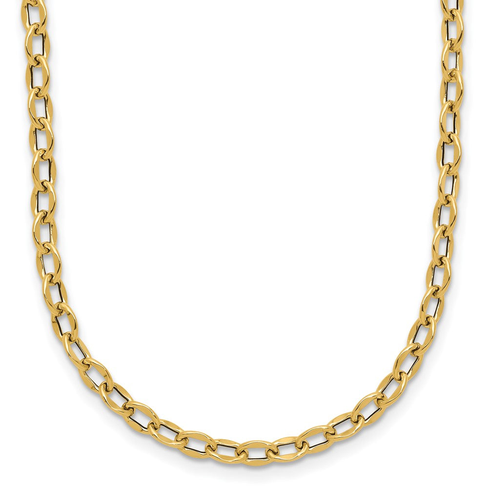 14K Gelbgold Poliert Fantasie Flach Ankerkette Glieder Halskette