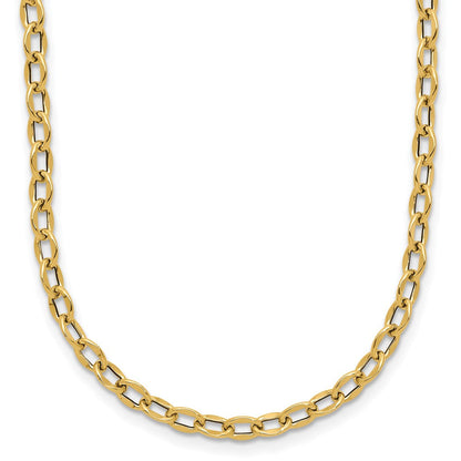 14K Gelbgold Poliert Fantasie Flach Ankerkette Glieder Halskette