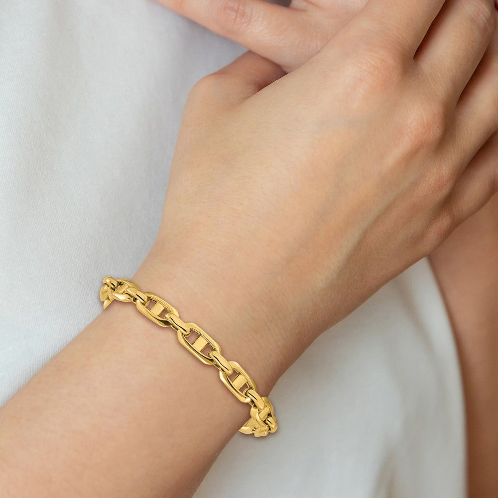 14K Gelbgold Poliert Fantasie Marine Glieder Armband