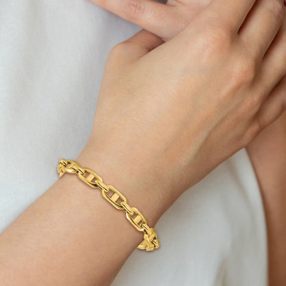 14K Gelbgold Poliert Fantasie Marine Glieder Armband