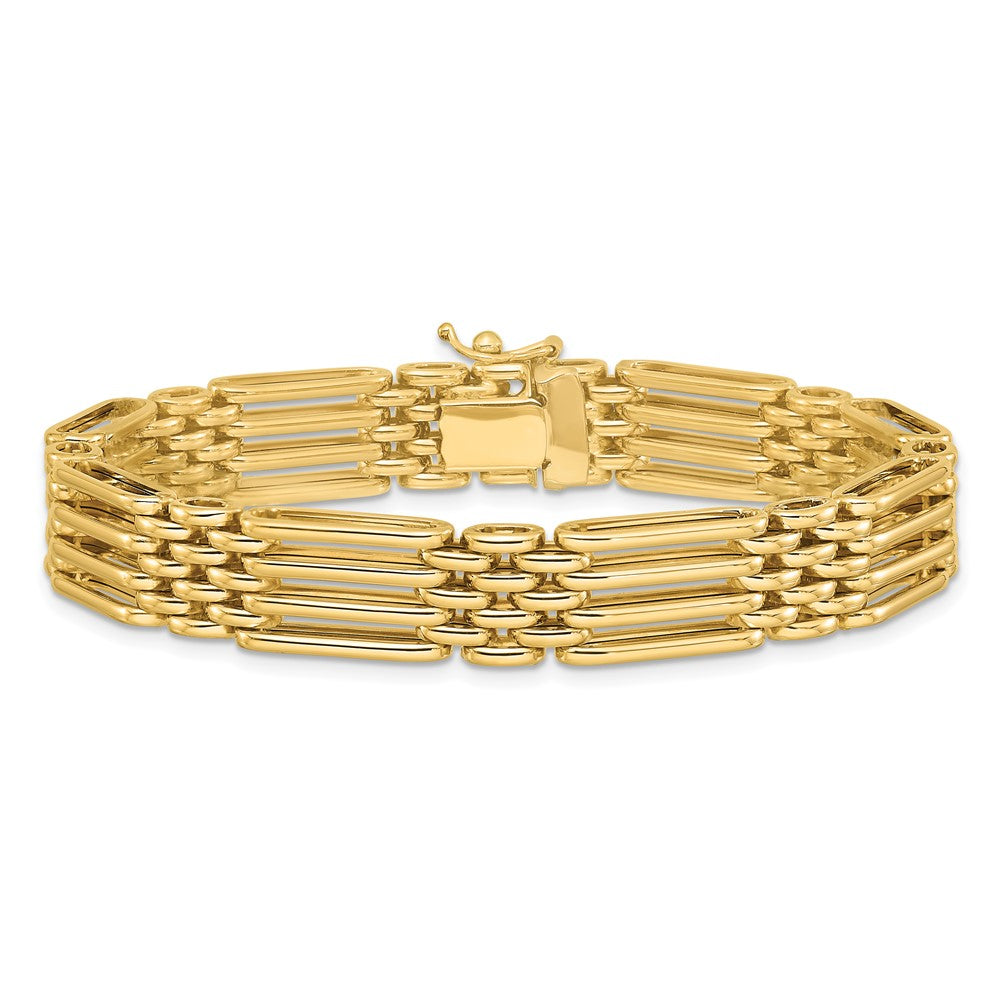 14K Gelbgold Poliert Fantasie 10.0mm Glieder Armband