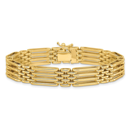 14K Gelbgold Poliert Fantasie 10.0mm Glieder Armband