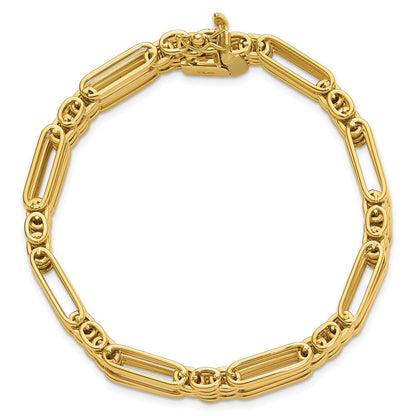 14K Gelbgold Poliert Fantasie 10.0mm Glieder Armband