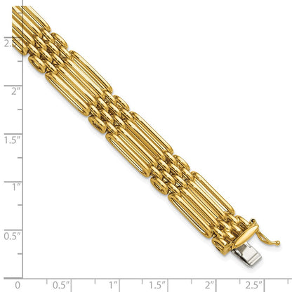 14K Gelbgold Poliert Fantasie 10.0mm Glieder Armband