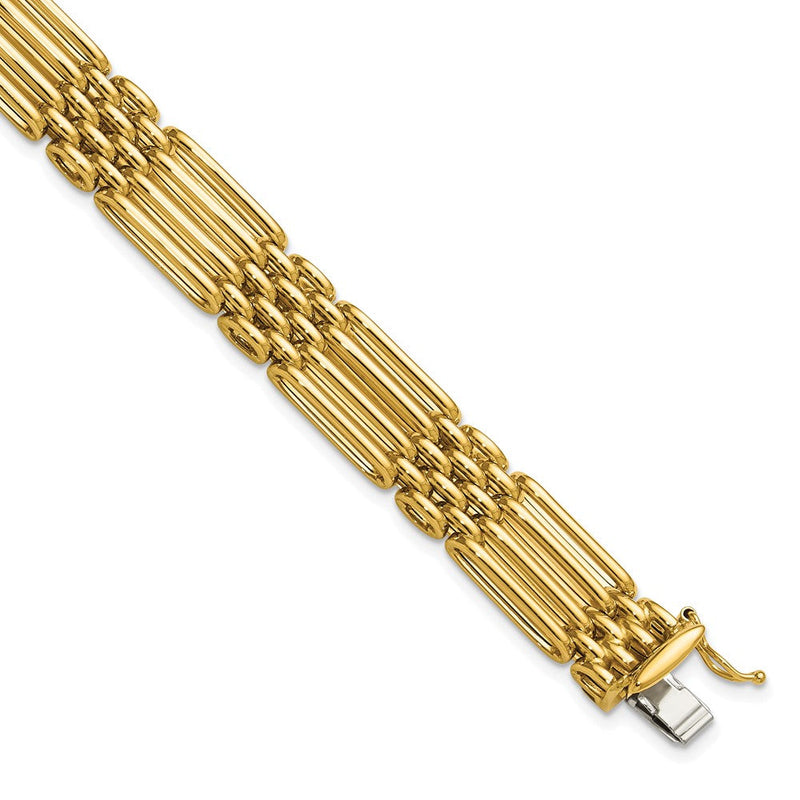 14K Gelbgold Poliert Fantasie 10.0mm Glieder Armband