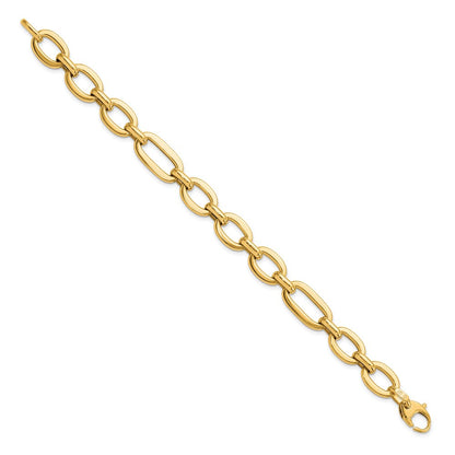 14K Gelbgold Poliert 7 Zoll Fantasieglieder Armband