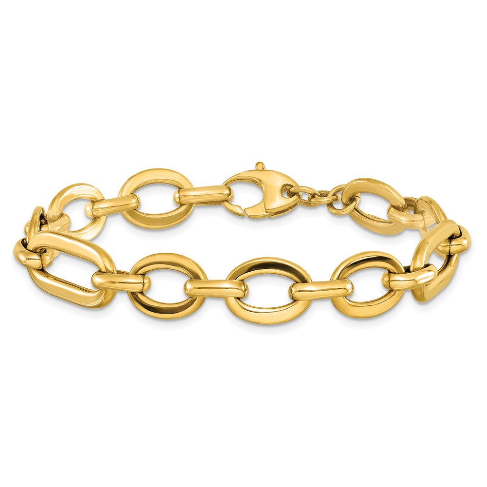 14K Gelbgold Poliert 7 Zoll Fantasieglieder Armband