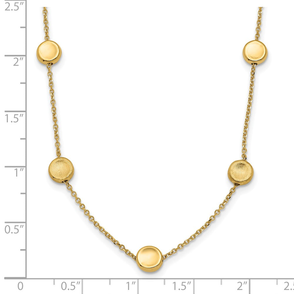 14K Gelbgold Poliert und Satiniert Gekugelt Halskette