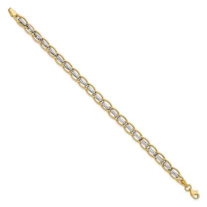 7.25 Zoll 14K Bicolor Poliert Fantasieglieder Armband