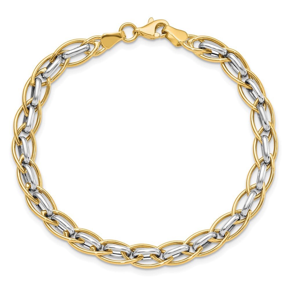 7.25 Zoll 14K Bicolor Poliert Fantasieglieder Armband