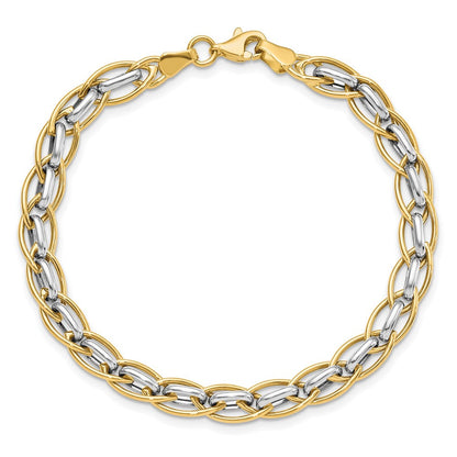 7.25 Zoll 14K Bicolor Poliert Fantasieglieder Armband