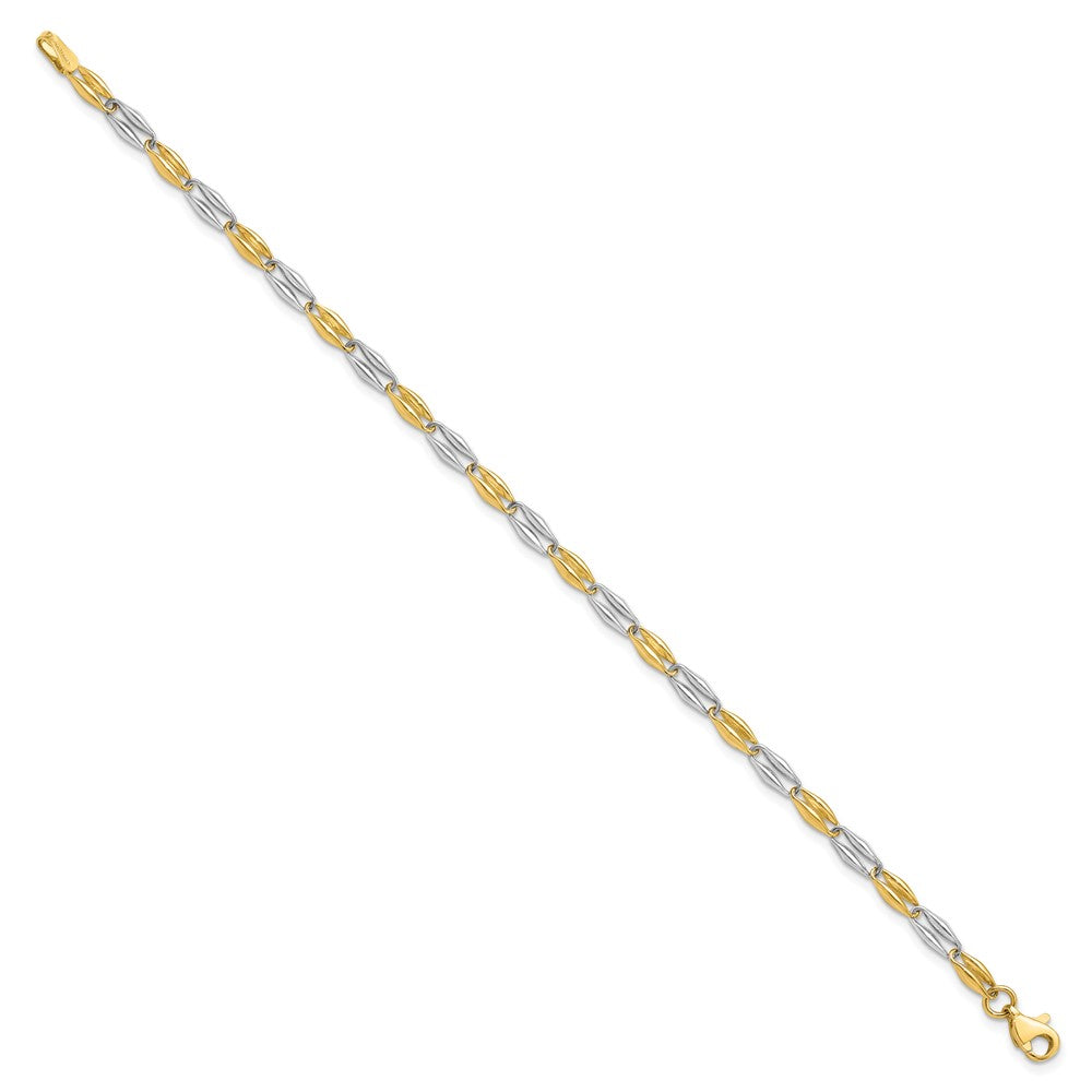 7.25 Zoll 14K Bicolor Poliert Fantasieglieder Armband