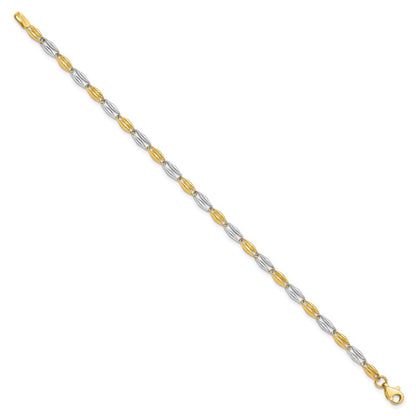 7.25 Zoll 14K Bicolor Poliert Fantasieglieder Armband