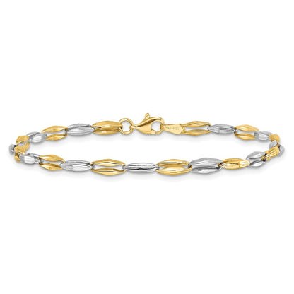7.25 Zoll 14K Bicolor Poliert Fantasieglieder Armband
