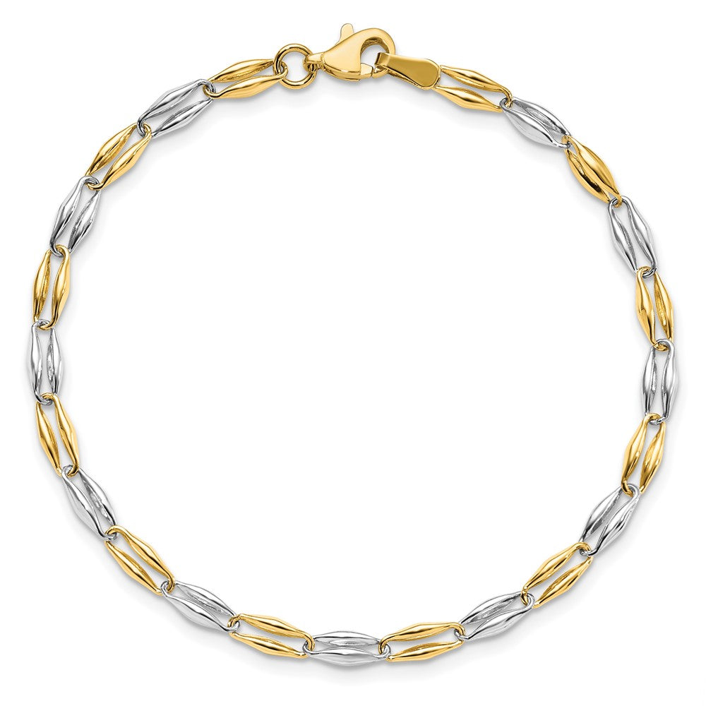 7.25 Zoll 14K Bicolor Poliert Fantasieglieder Armband