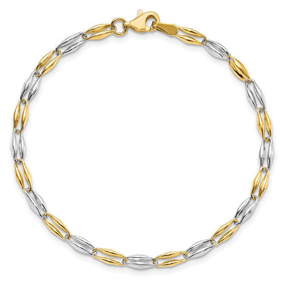 7.25 Zoll 14K Bicolor Poliert Fantasieglieder Armband