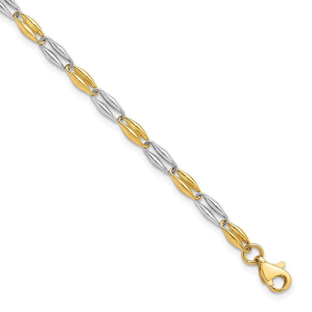 7.25 Zoll 14K Bicolor Poliert Fantasieglieder Armband
