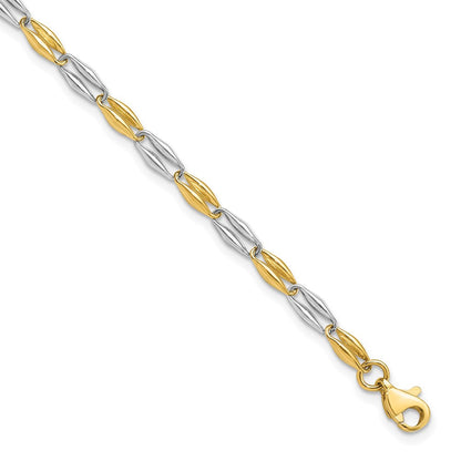7.25 Zoll 14K Bicolor Poliert Fantasieglieder Armband