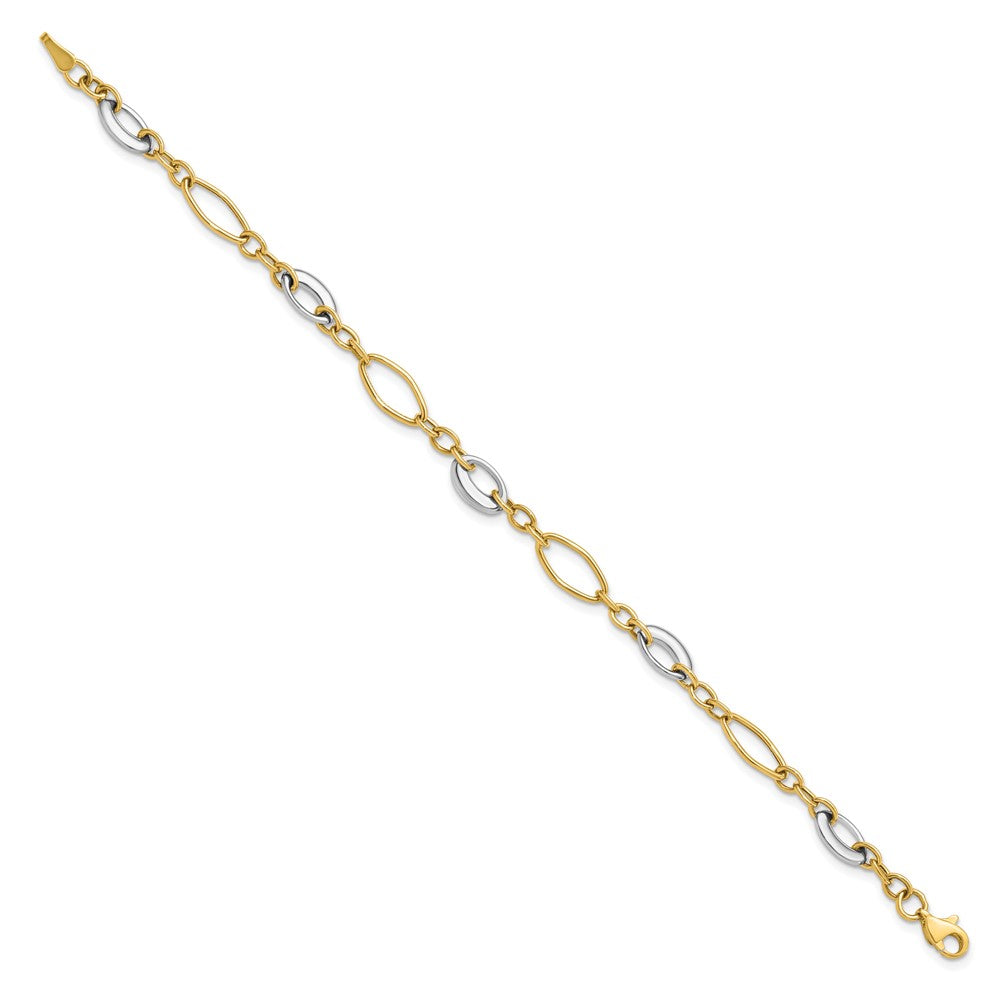 7.25 Zoll 14K Bicolor Poliert Fantasieglieder Armband