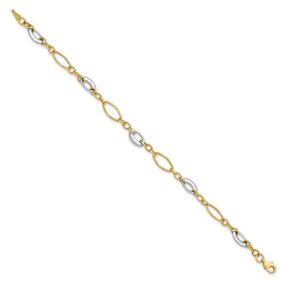 7.25 Zoll 14K Bicolor Poliert Fantasieglieder Armband