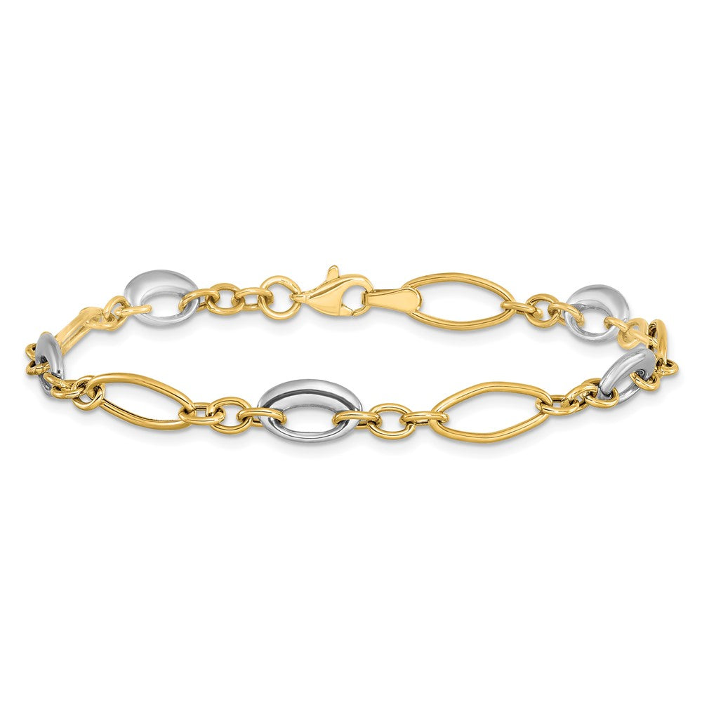 7.25 Zoll 14K Bicolor Poliert Fantasieglieder Armband
