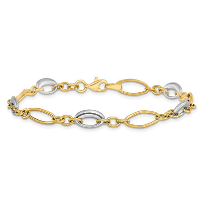 7.25 Zoll 14K Bicolor Poliert Fantasieglieder Armband