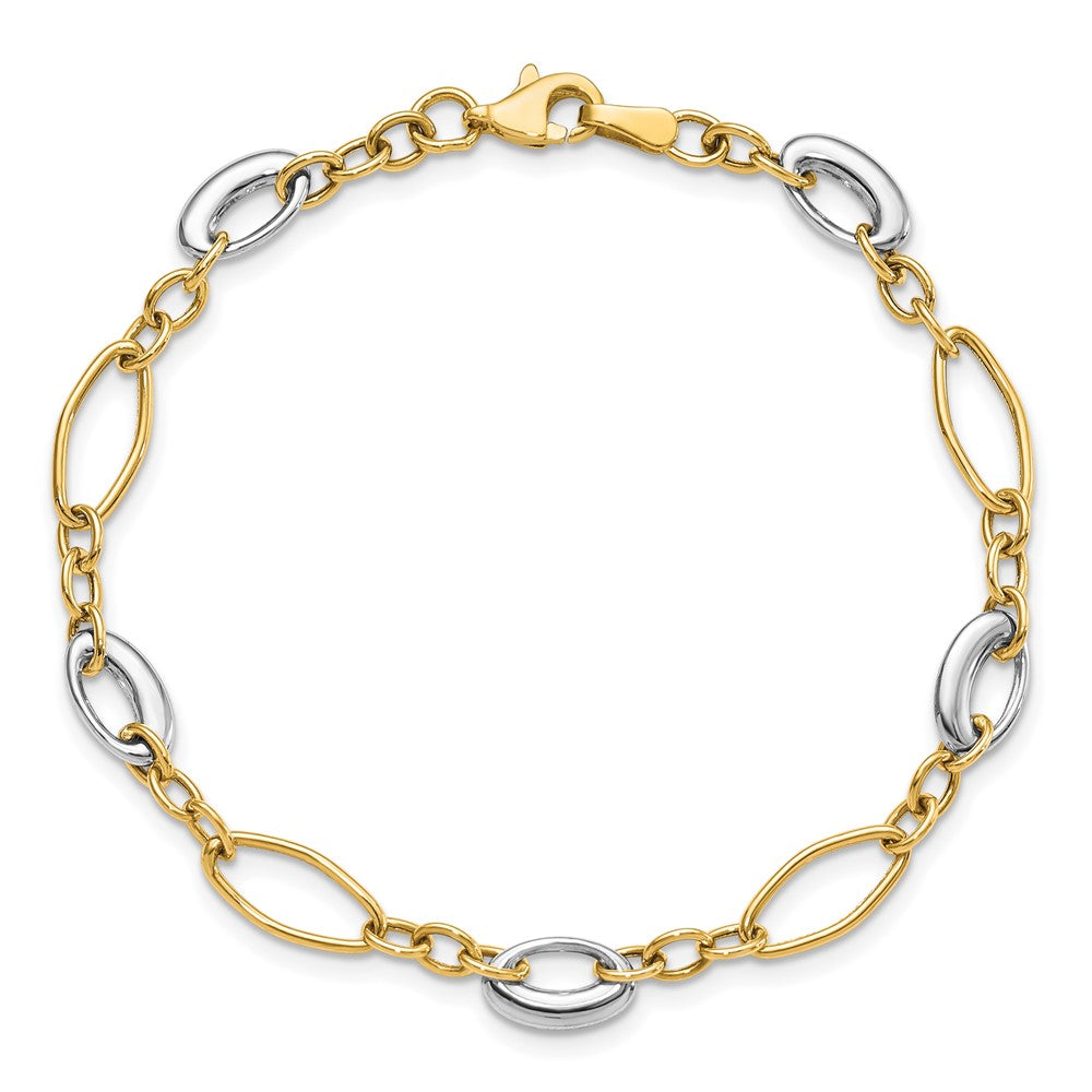7.25 Zoll 14K Bicolor Poliert Fantasieglieder Armband