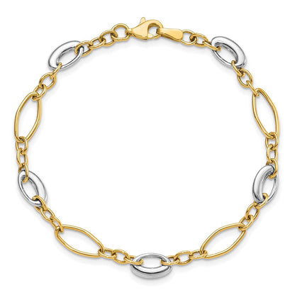 7.25 Zoll 14K Bicolor Poliert Fantasieglieder Armband