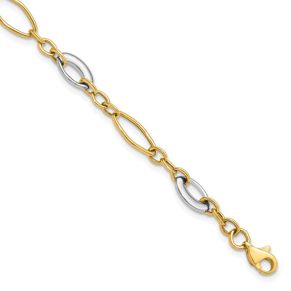 7.25 Zoll 14K Bicolor Poliert Fantasieglieder Armband
