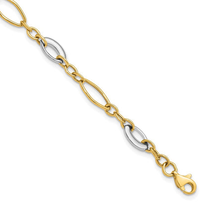 7.25 Zoll 14K Bicolor Poliert Fantasieglieder Armband