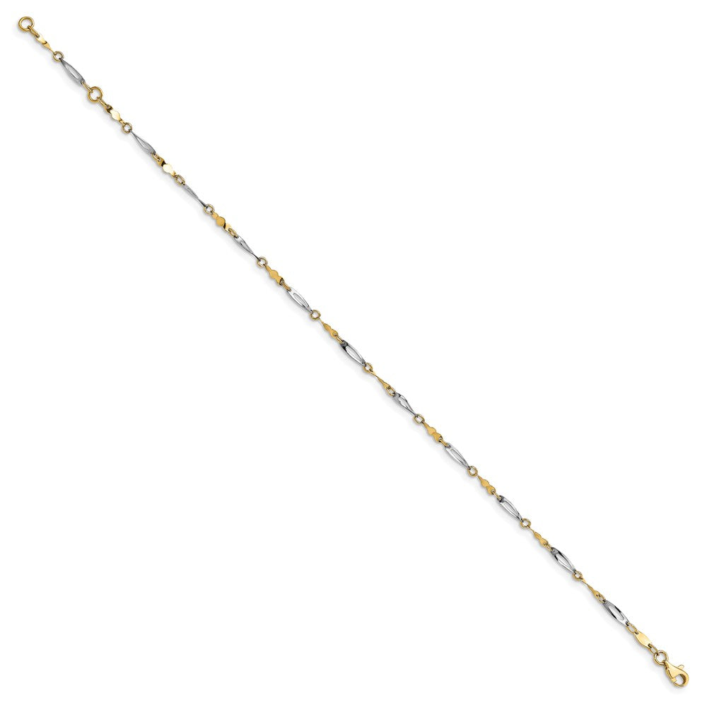 14K Bicolor Poliert Fantasieglieder Kette Fußkettchen
