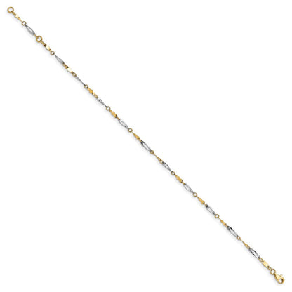 14K Bicolor Poliert Fantasieglieder Kette Fußkettchen