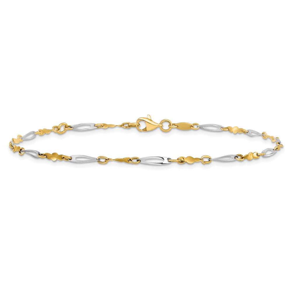 14K Bicolor Poliert Fantasieglieder Kette Fußkettchen