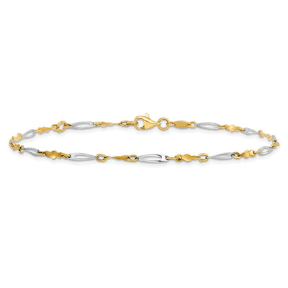 14K Bicolor Poliert Fantasieglieder Kette Fußkettchen