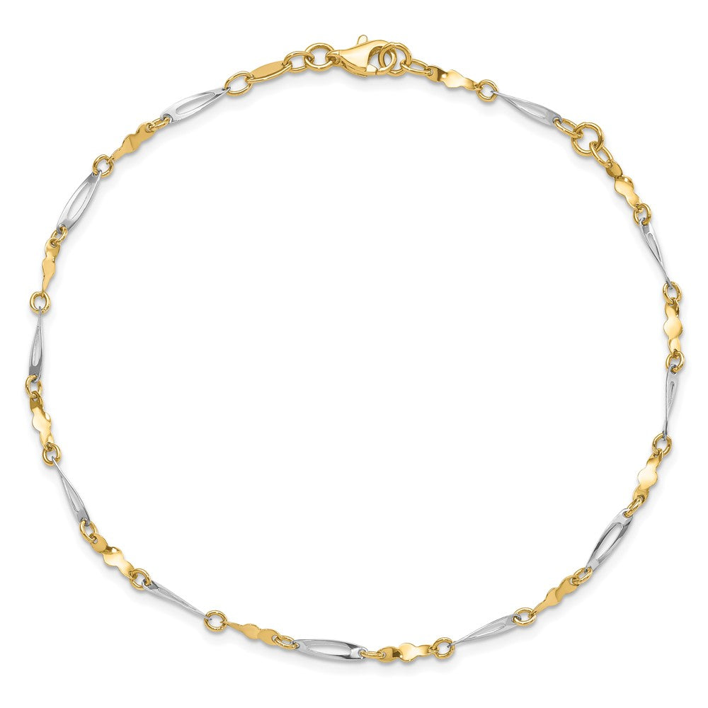 14K Bicolor Poliert Fantasieglieder Kette Fußkettchen