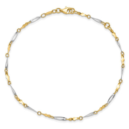 14K Bicolor Poliert Fantasieglieder Kette Fußkettchen