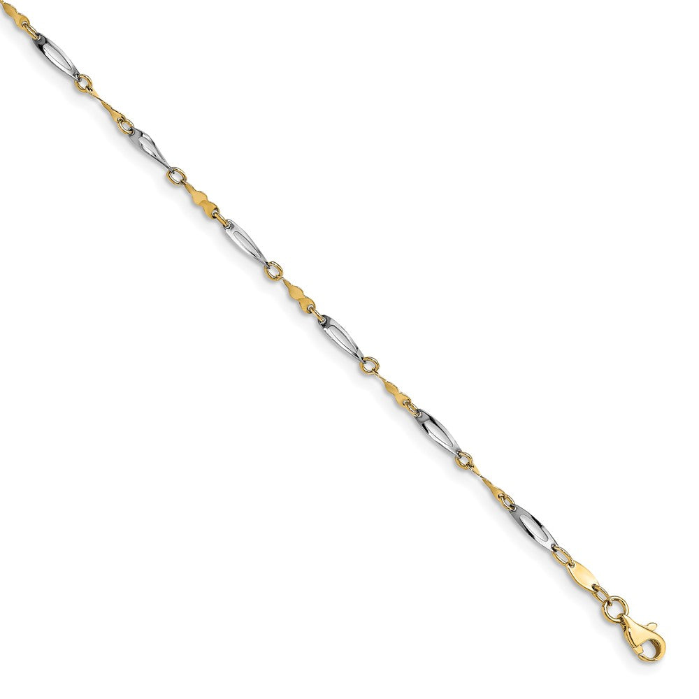 14K Bicolor Poliert Fantasieglieder Kette Fußkettchen