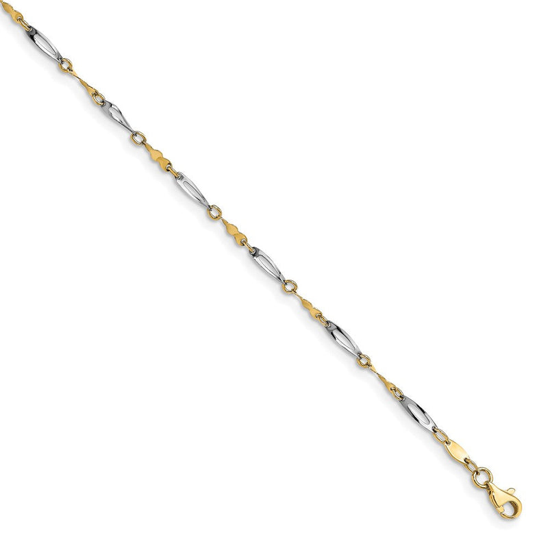 14K Bicolor Poliert Fantasieglieder Kette Fußkettchen