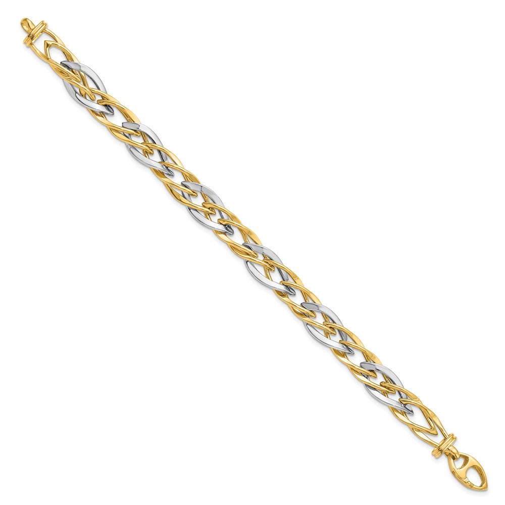 14K Bicolor Poliert Fantasieglieder Gliederarmband