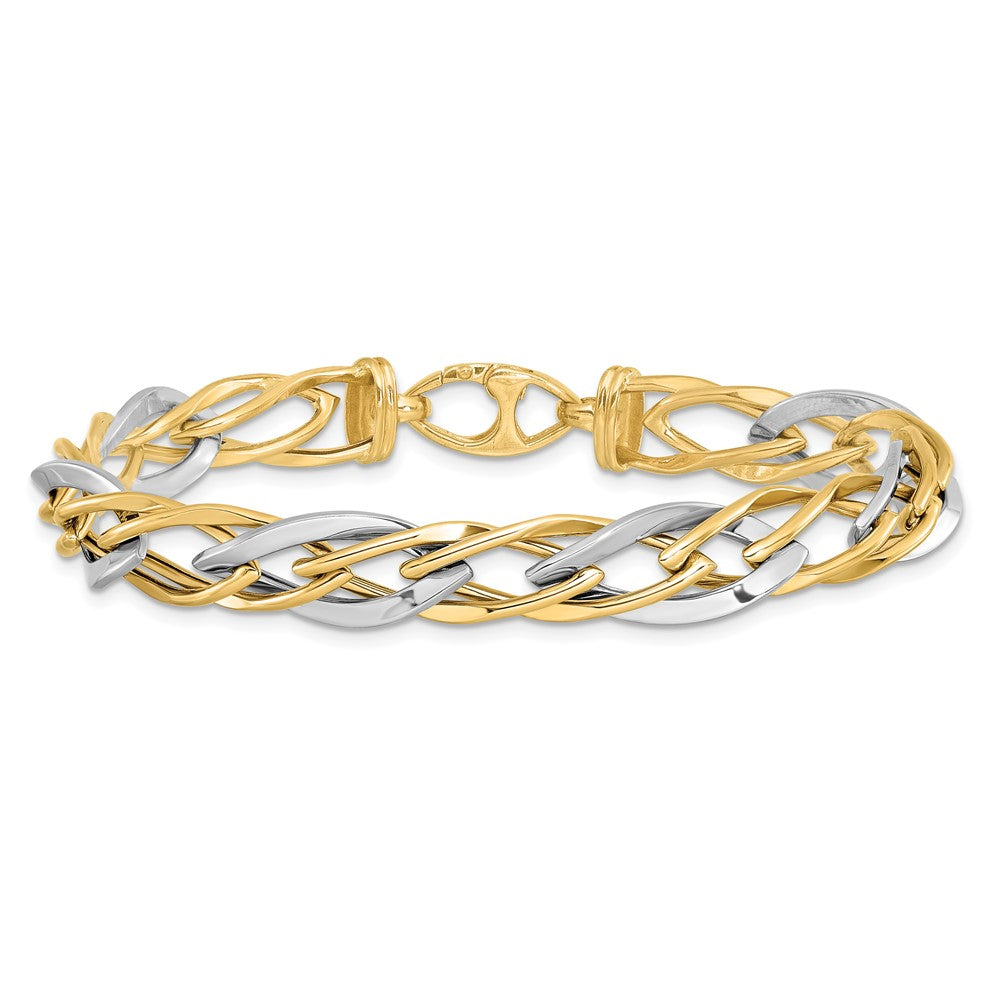 14K Bicolor Poliert Fantasieglieder Gliederarmband