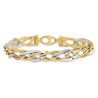 14K Bicolor Poliert Fantasieglieder Gliederarmband