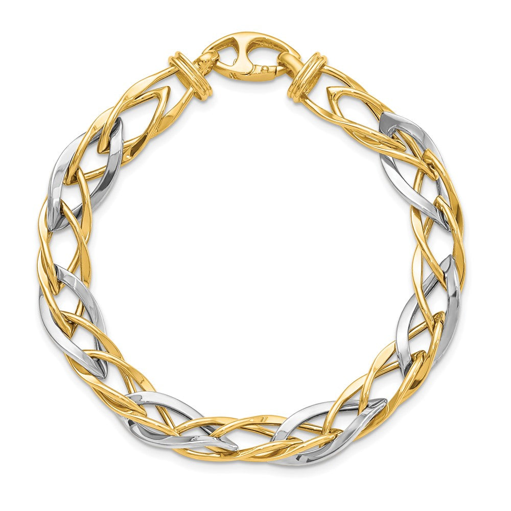 14K Bicolor Poliert Fantasieglieder Gliederarmband