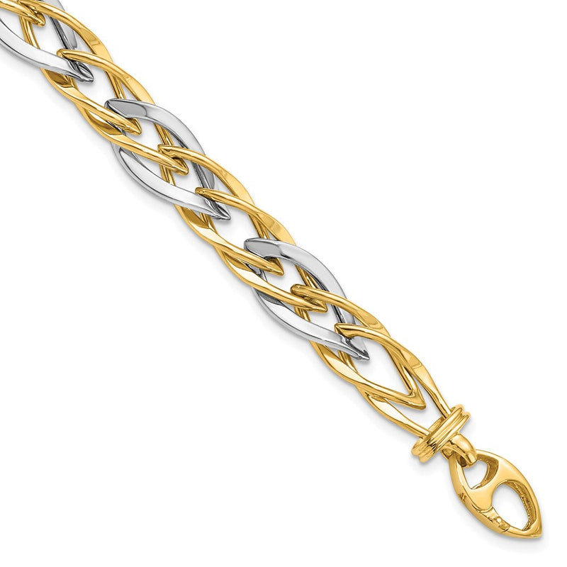 14K Bicolor Poliert Fantasieglieder Gliederarmband