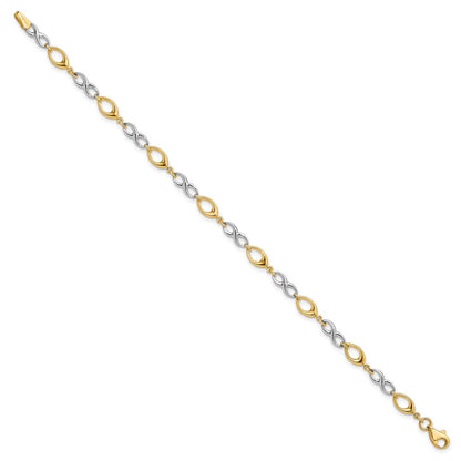 7.5 Zoll 14K Bicolor Poliert Armband