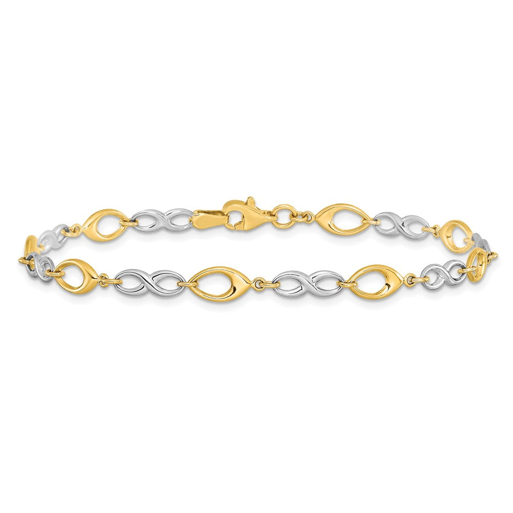 7.5 Zoll 14K Bicolor Poliert Armband