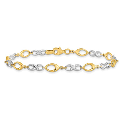 7.5 Zoll 14K Bicolor Poliert Armband