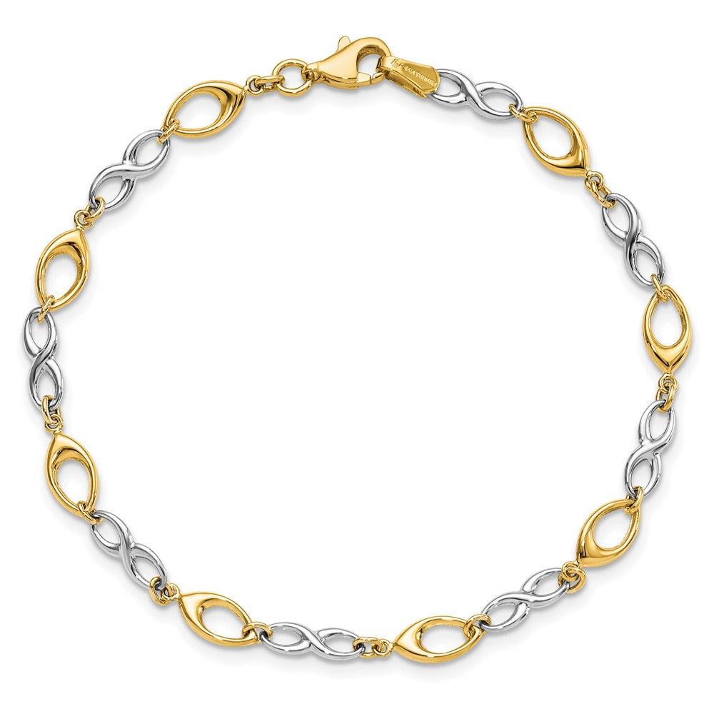 7.5 Zoll 14K Bicolor Poliert Armband