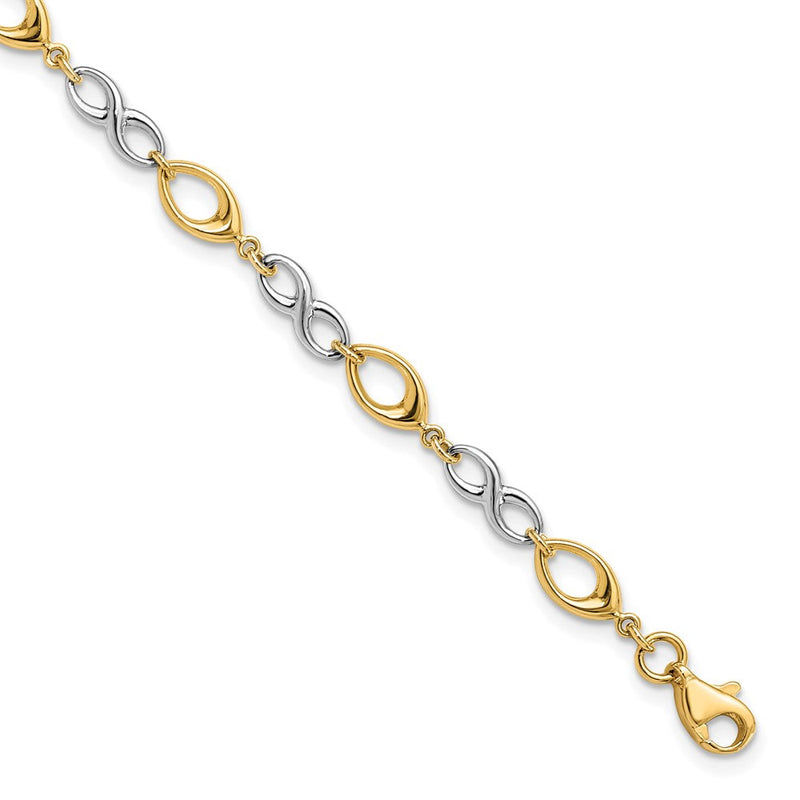 7.5 Zoll 14K Bicolor Poliert Armband