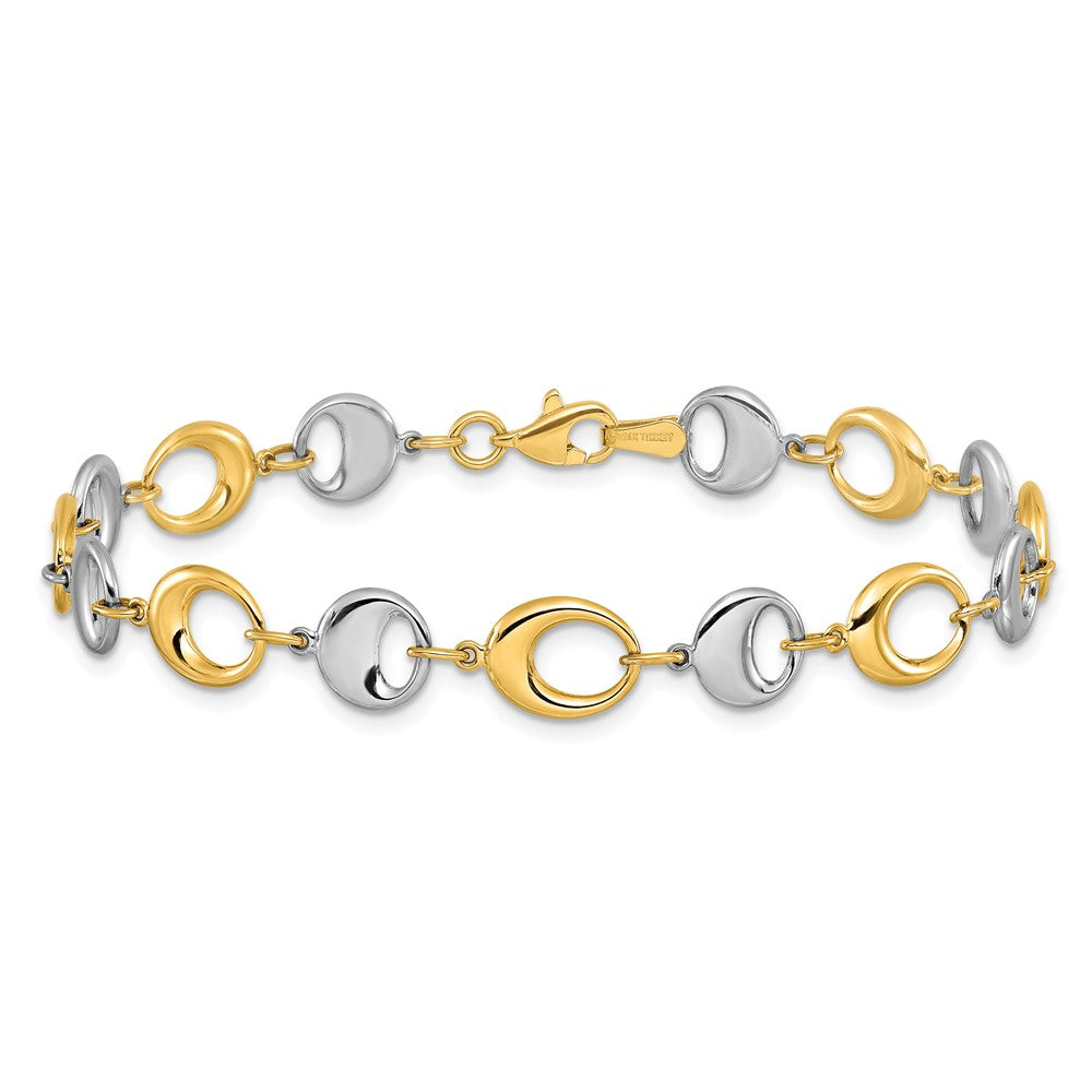 7.75 Zoll 14K Bicolor Poliert Glieder Armband