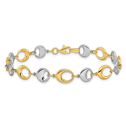 7.75 Zoll 14K Bicolor Poliert Glieder Armband